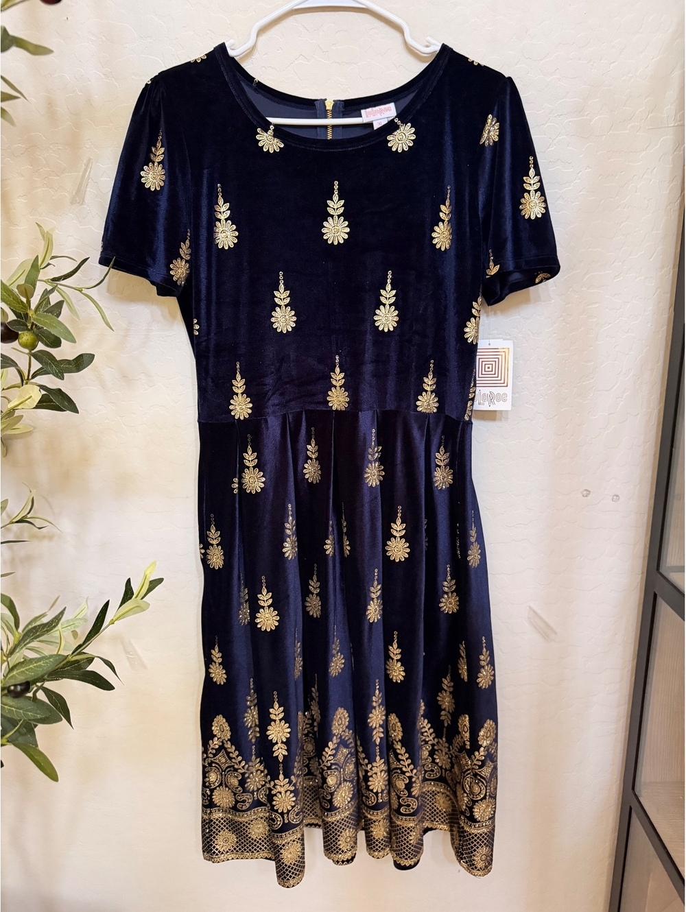 NWT Lularoe Amelia Blue Velvet Dress